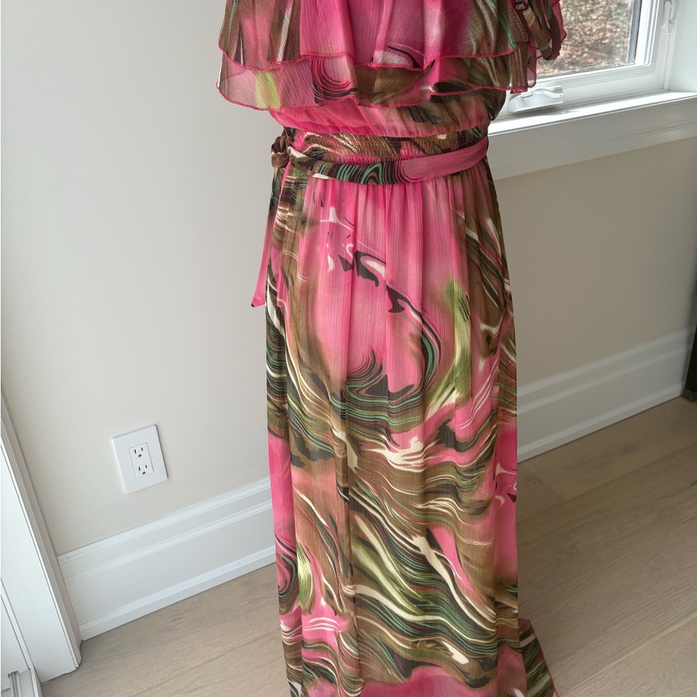 Hawaiin Swirl Maxi Dress - Lightweight Ruffled Tier